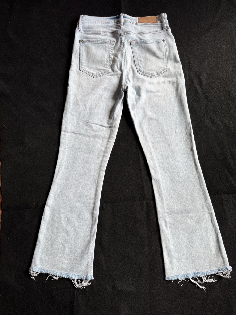 7 For All Mankind Flare Light Blue Denim Jeans Raw Hem - Picture 8 of 8